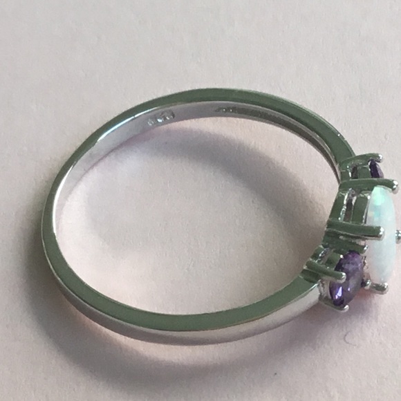 Sterling Silver Lab Created Opal Ring - Picture 16 of 16